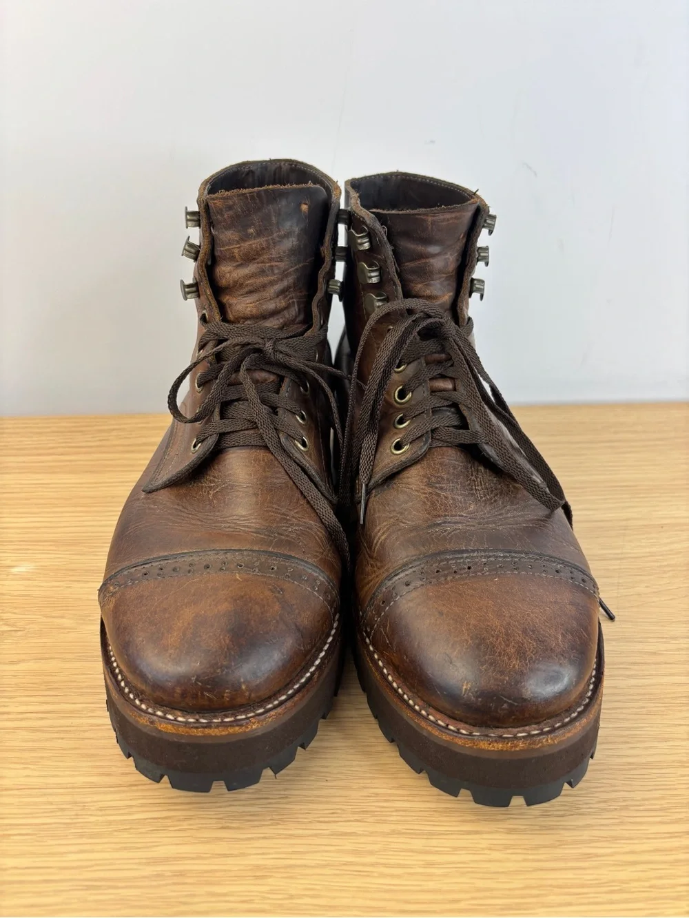 Jim Green 719 Men's 8-8.5 Brown Durable Leather Lace-Up Work Boots